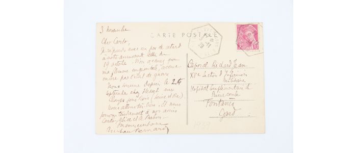 BERNARD : Carte postale adressée à son ami Carlo Rim - Signiert, Erste Ausgabe - Edition-Originale.com