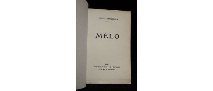 BERNSTEIN : Mélo - Autographe, Edition Originale - Edition-Originale.com
