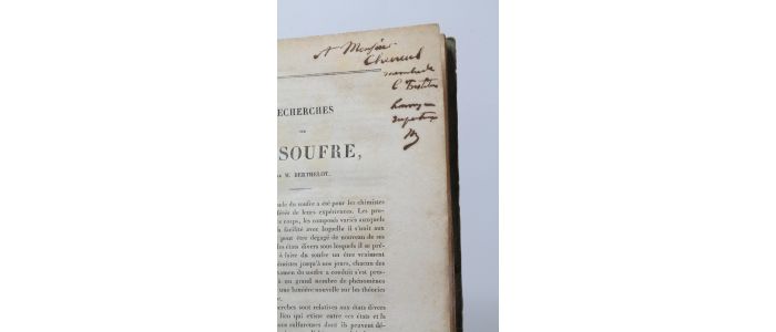 BERTHELOT : Recherches sur le soufre - Signiert, Erste Ausgabe - Edition-Originale.com