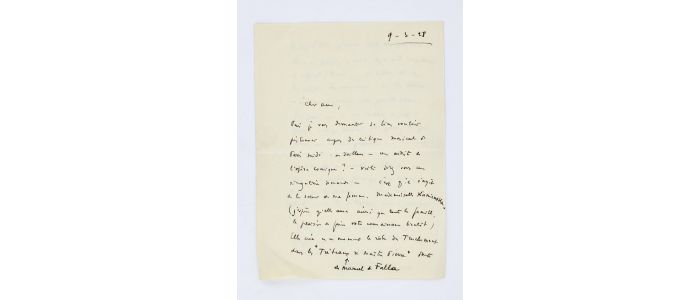 BERTHOLD-MAHN : Lettre autographe signée demandant à son correspondant d'intercéder en faveur de la belle-soeur pour un poste de figurante : 