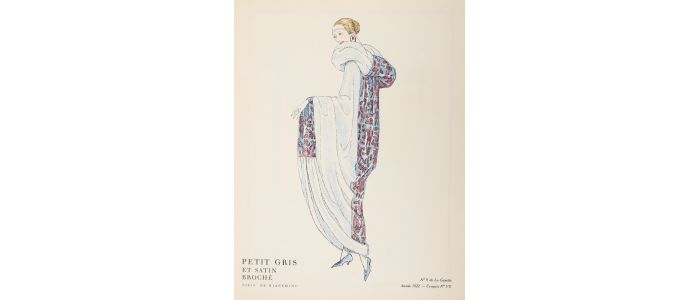 BIANCHINI-FERIER : Petit gris et satin broché, tissu de Bianchini (Croquis N°VII, La Gazette du Bon ton, 1922 n°9) - First edition - Edition-Originale.com