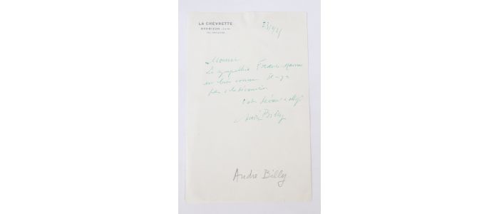 BILLY : Lettre autographe signée de André Billy - Signed book, First edition - Edition-Originale.com