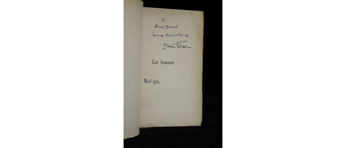 BINET-VALMER : La luxure - Autographe, Edition Originale - Edition-Originale.com