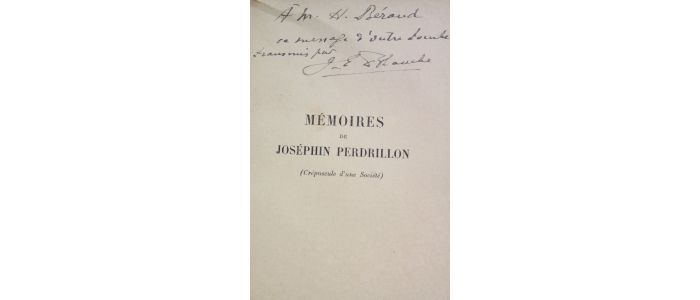 BLANCHE : Mémoires de Joséphin Perdrillon précepteur - Signiert, Erste Ausgabe - Edition-Originale.com