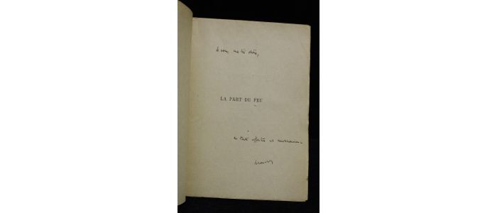 BLANCHOT : La part du feu - Autographe, Edition Originale - Edition-Originale.com