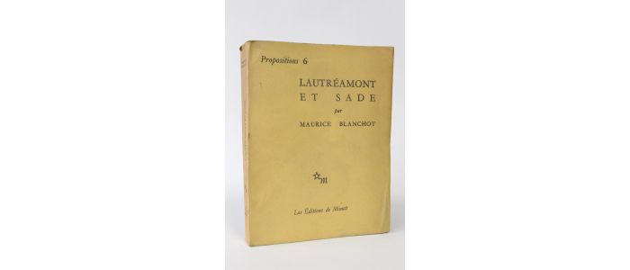 BLANCHOT : Lautréamont et Sade - Prima edizione - Edition-Originale.com