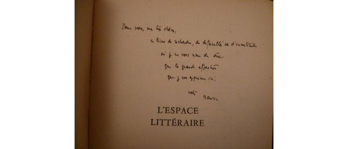 BLANCHOT : L'espace littéraire - Autographe, Edition Originale - Edition-Originale.com