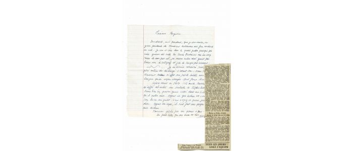 BLONDIN : Lettre manuscrite inédite très cochonne adressée à son meilleur ami Roger Nimier depuis Réalmont (Tarn) : 