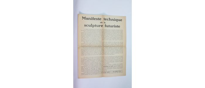 BOCCIONI : Manifeste technique de la sculpture futuriste - Edition Originale - Edition-Originale.com