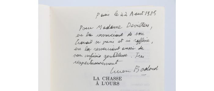 BODARD : La chasse à l'ours - Autographe, Edition Originale - Edition-Originale.com