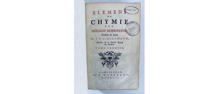BOERHAAVE : Elémens de chymie - First edition - Edition-Originale.com