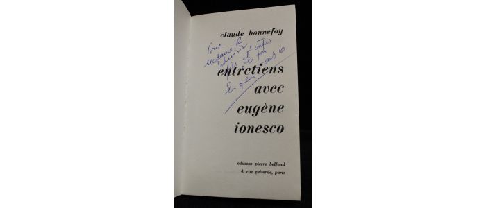 BONNEFOY : Entretiens avec Eugène Ionesco - Signiert, Erste Ausgabe - Edition-Originale.com