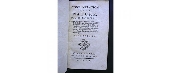 BONNET : Contemplation de la nature - Edition-Originale.com