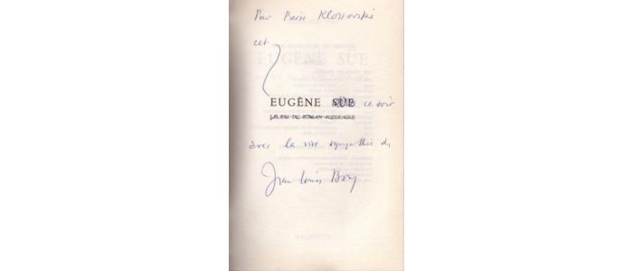 BORY : Eugène Sue - Signed book, First edition - Edition-Originale.com