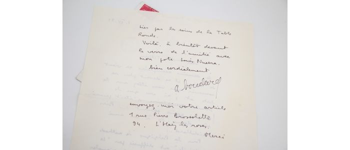 BOUDARD : La première lettre manuscrite adressée par Alphonse Boudard à son grand ami André Tillieu, grand ami et biographe de Georges Brassens - Signed book, First edition - Edition-Originale.com