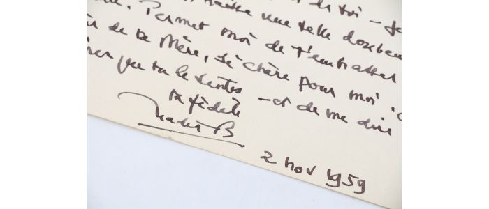 BOULANGER : Emouvante lettre autographe datée et signée à une proche amie qui vient de perdre sa mère : 