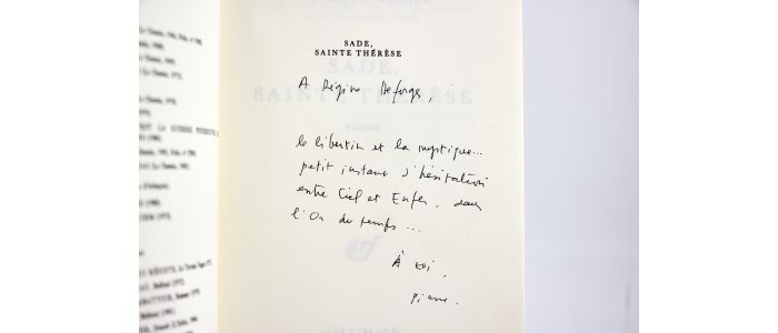 BOURGEADE : Sade, sainte Thérèse - Autographe, Edition Originale - Edition-Originale.com