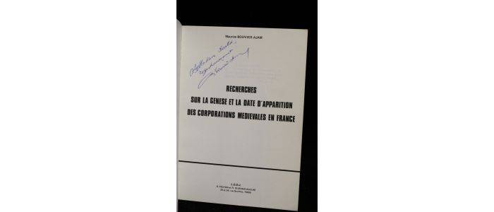 BOUVIER-AJAM : Recherches sur la genèse et la date d'apparition des corporations médiévales en France - Libro autografato, Prima edizione - Edition-Originale.com