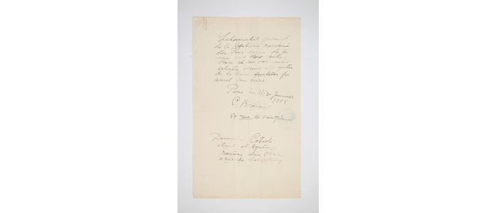 BRANCUSI : Déclaration autographe signée auprès de Mr. Costadi attaché à la légation roumaine à Paris - Signiert, Erste Ausgabe - Edition-Originale.com