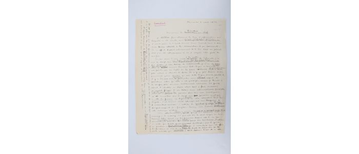 BRETON : Brouillon autographe d'une lettre adressée au directeur de Combat à propos de l'affaire du mammouth - Signiert, Erste Ausgabe - Edition-Originale.com