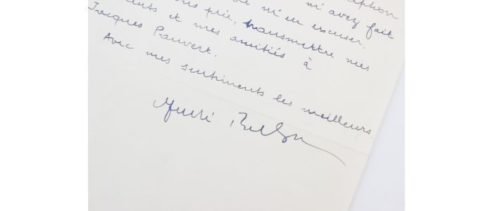 BRETON : Lettre autographe datée et signée à propos d'un règlement qu'il vient de recevoir pour une de ses contributions chez Jean-Jacques Pauvert - Signed book, First edition - Edition-Originale.com