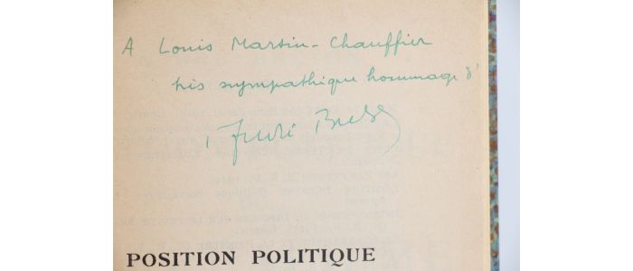 BRETON : Position politique du surréalisme - Autographe, Edition Originale - Edition-Originale.com