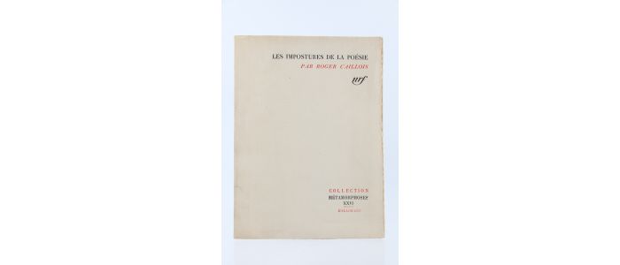 CAILLOIS : Les impostures de la poésie - Edition Originale - Edition-Originale.com