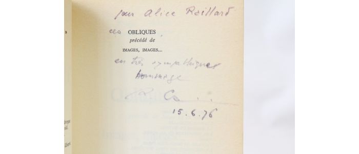 CAILLOIS : Obliques précédé de Images, images... - Signiert, Erste Ausgabe - Edition-Originale.com