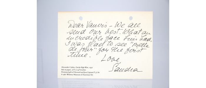 CALDER : Carte postale autographe signée adressée à Juan Luis Buñuel - Signiert, Erste Ausgabe - Edition-Originale.com