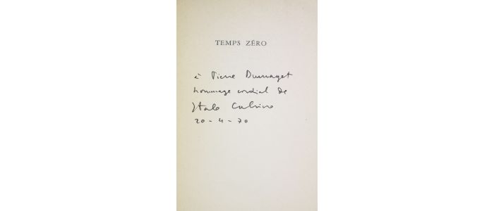 CALVINO : Temps zéro - Autographe, Edition Originale - Edition-Originale.com