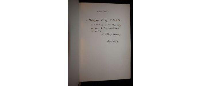 CAMUS : L'étranger - Signed book, First edition - Edition-Originale.com