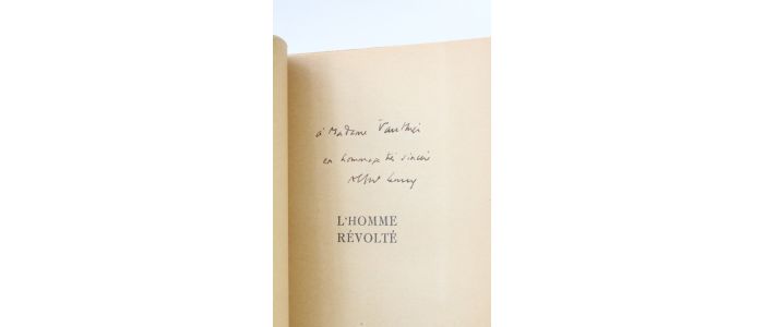 CAMUS : L'homme révolté - Autographe - Edition-Originale.com