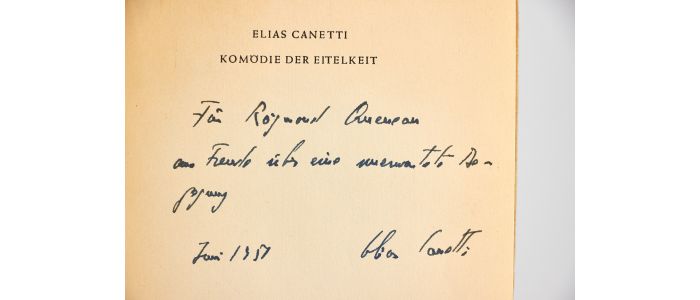 CANETTI  : Komödie der Eitelkeit - Autographe, Edition Originale - Edition-Originale.com