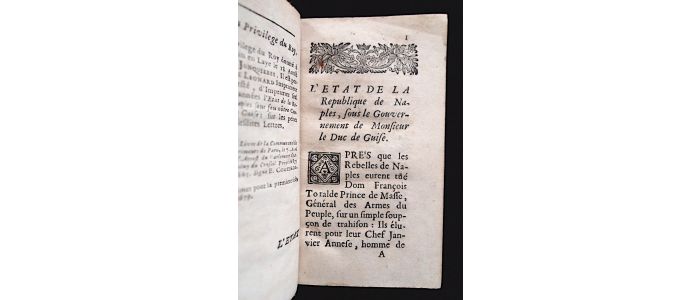CAPECE : L'état de la Republique de Naples sous le gouvernement de Monsieur le Duc de Guise - Edition Originale - Edition-Originale.com