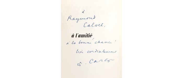CARCO : A l'amitié - Autographe - Edition-Originale.com