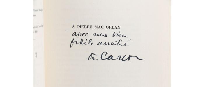 CARCO : L'amour vénal - Exemplaire de Pierre Mac Orlan - Autographe, Edition Originale - Edition-Originale.com