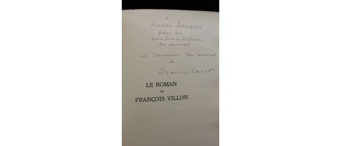 CARCO : Le roman de François Villon - Signed book - Edition-Originale.com