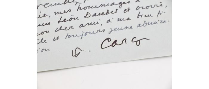 CARCO : Lettre autographe datée et signée à Léon Daudet à propos d'une conférence qu'il donne à Lyon sur la poésie de Paris - Signiert, Erste Ausgabe - Edition-Originale.com