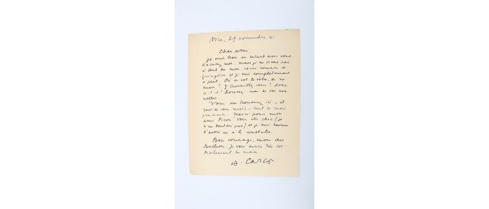 CARCO : Lettre autographe signée de Francis Carco à Roger Rabiniaux - Autographe, Edition Originale - Edition-Originale.com