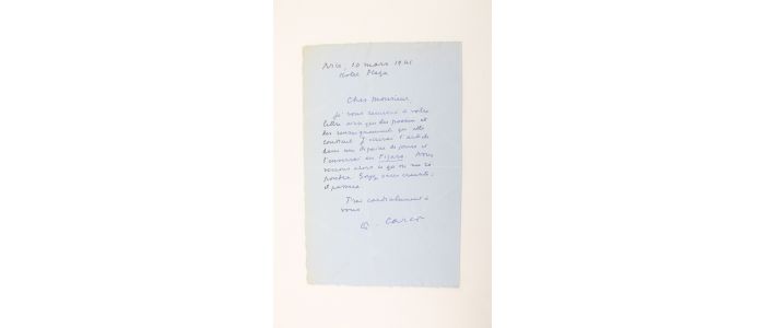 CARCO : Lettre autographe signée de Francis Carco - Signed book, First edition - Edition-Originale.com