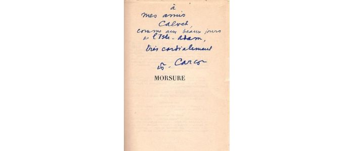 CARCO : Morsure - Autographe, Edition Originale - Edition-Originale.com