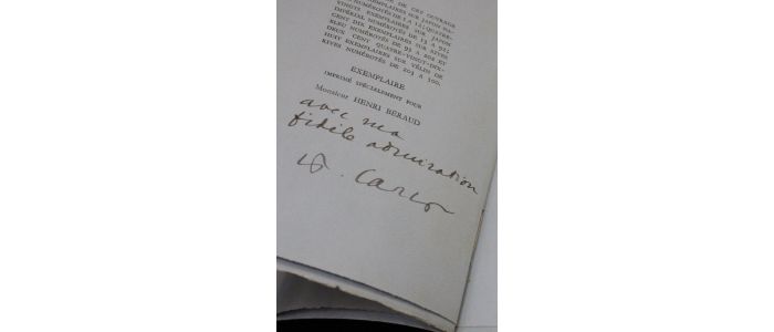 CARCO : Pour faire suite à La Bohême et mon coeur - Autographe, Edition Originale - Edition-Originale.com