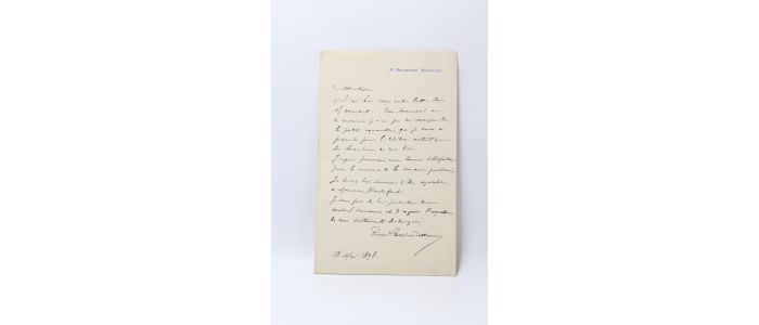 CARRIER-BELLEUSE : Lettre autographe signée à propos d'une aquarelle  - Signiert, Erste Ausgabe - Edition-Originale.com