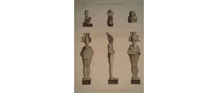 DESCRIPTION DE L'EGYPTE.  Collection d'antiques. Figures en bronze, Buste en basalte gris. (ANTIQUITES, volume V, planche 63) - Erste Ausgabe - Edition-Originale.com