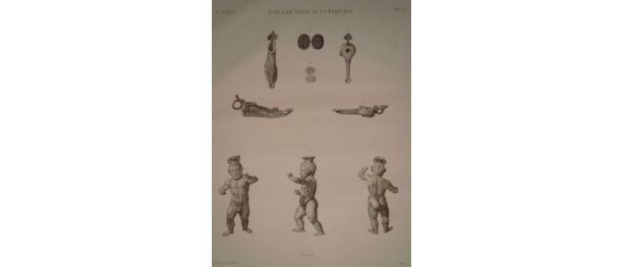 DESCRIPTION DE L'EGYPTE.  Collection d'antiques. Lampes en bronze, Pierres gravées. (ANTIQUITES, volume V, planche 77) - First edition - Edition-Originale.com