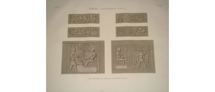 DESCRIPTION DE L'EGYPTE.  Edfou (Apollinopolis magna). Bas-reliefs et détails du grand temple. (ANTIQUITES, volume I, planche 59) - Erste Ausgabe - Edition-Originale.com