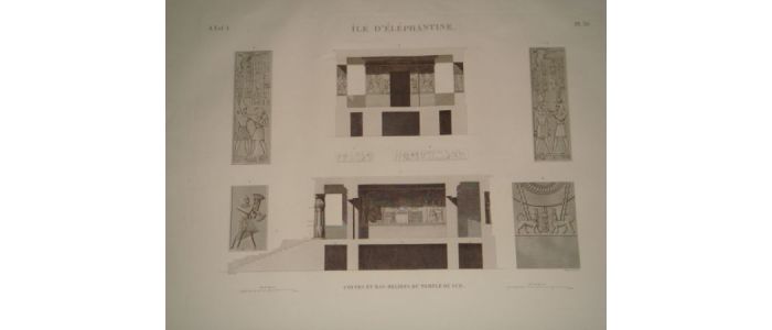DESCRIPTION DE L'EGYPTE.  Ile d'Eléphantine. Coupes et bas-reliefs du temple du sud. (ANTIQUITES, volume I, planche 36) - Edition Originale - Edition-Originale.com