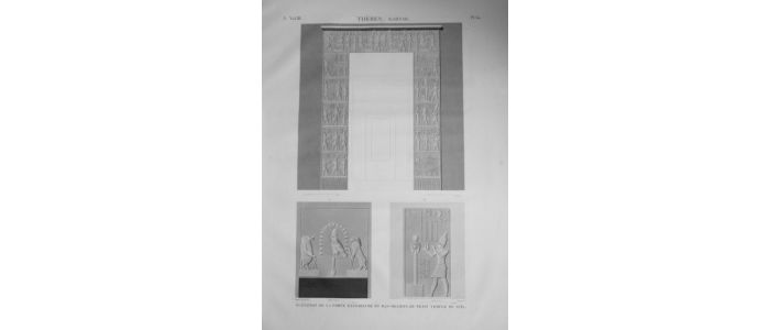 DESCRIPTION DE L'EGYPTE.  Thèbes. Karnak. Élévation de la porte extérieure et bas-reliefs du petit temple sud. (ANTIQUITES, volume III, planche 60) - Prima edizione - Edition-Originale.com