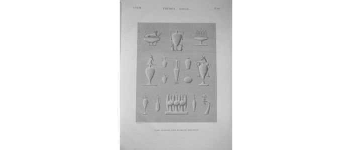 DESCRIPTION DE L'EGYPTE.  Thèbes. Karnak. Vases dessinés dans plusieurs monuments. (ANTIQUITES, volume III, planche 66) - Prima edizione - Edition-Originale.com