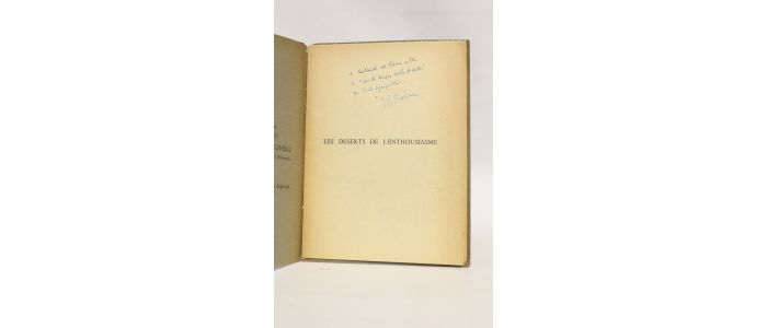 CHABRUN : Les déserts de l'enthousiasme - Autographe, Edition Originale - Edition-Originale.com